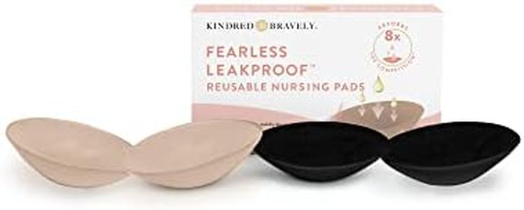 Kindred Bravely Fearless Reusable Nursing Breast Pads, Ultra Absorbent, Leakproof, Washable (4 Pack, Beige/Black)