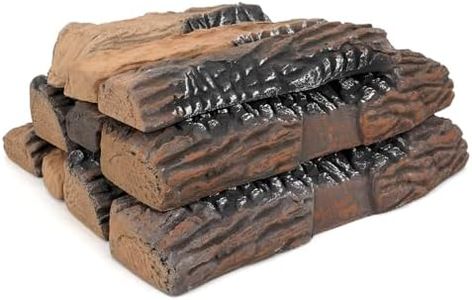 Stanbroil Large Ceramic Gas Logs, 10 Piece Set of Decoration Ceramic Wood Logs for All Types of Ventless, Gel, Ethanol, Electric, Gas Inserts, Propane, Indoor or Outdoor Fireplaces & Fire Pits