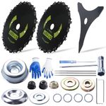 9" x 20 Teeth Brush Blades Carbon Steel Round Chainsaw 10" x 3T Cutter Weed Eater Blades- Universal Adapter Kit with 3 Round Files, Compatible with Brush Cutter Trimmer Weed Eater Husqvarna Stihl Ego