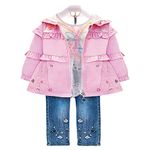 Peacolate Baby Girl little kids 3pcs Clothing Sets Coat T-Shirt Jeans(Pink,6-12m)