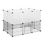 EUGAD rabbit run guinea pig run hamster playpen bunny puppy enclosure exercise fence with door diy white 20 Panels (35x35cm/panel) 107 x 72 x 72 cm 0005WL