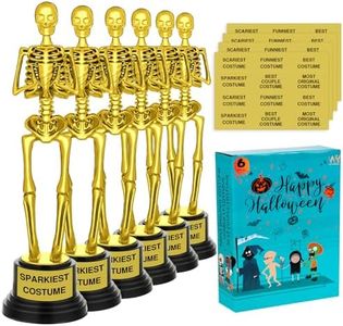 WYTAOHZL 6PCS Halloween Costume Skeleton Trophy 9.25 x 2.6" Golden Best Costume Skeleton Trophy Plastic Skull Bone Contest Event Trophy with Sticker Halloween Party Supplies for Scary Funny Costume Awards