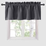 Hiasan Blackout Valance Curtains for Windows Therml Insulated Solid Window Curtain Valance for Kitchen 42 x 18 inches, 1 Panel, Dark Grey