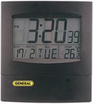 General Tools DJC381 Jumbo Display Digital Wall Clock with Time, Day, Date and Temperature, Black