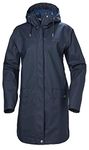 Helly Hansen Women's Moss Long Hooded Fully Waterproof Windproof Raincoat Jacket, 597 Navy, Large