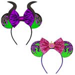 Mouse Ears Headband 2Pack Halloween mouse Ears Headband for Boys Girls Women (2 Pack Demon)