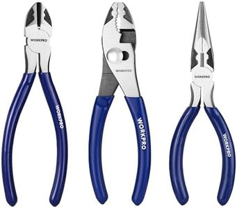 WORKPRO Pliers Set, 3-Piece Professional pliers Tool Kit – 6" Needle Nose Plier, 6" Slip Joint Plier & 6" Diagonal Plier, Soft Grip Handles for Home DIY & Electrical Work