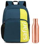 Safari Spartan 21 Ltrs Water Resistant Backpack - Teal, S (SPARTAN19CBTEA) with Milton Water Bottle