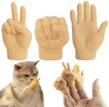 Mini Hands for Cats, 3Pcs Cat Paws Tiny Hands Miniature Finger Puppets, Mini Gloves Funny Pet Interactive Toys, Stretchable Rubber Little Small Hands for Kittens & Puppies