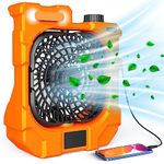 Camping Fan - Rechargeable Camping Fans for Tents Battery Operated Work as Power Bank - USB Fan Camping With LED Light & 270° Auto Rotation - Portable Fan for Camping Outdoor Travel Picnic Fishing