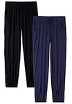 Rosyline Womens Jogger Pants Soft Lounge Pants Sleep Pajama Bottoms with Pocket Black/Navy Blue M