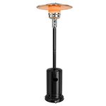 COSTWAY Patio Heater, 50000 BTU Propane Heater with Wheels, Triple-Over Protection, Flameout Protection and Anoxic Protection, Standing Outdoor Space Heater for Patio, Garden and Backyard (Black)