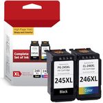 Printer Ink 245XL 246XL Black Color Combo Pack Replacement for Canon 245XL 246XL,for Canon TS3420 Ink Cartridges, for Pixma MG2522 MG3022 TR4520 TR4527 MX490 MX492 TS3420 TS3120 Printer(2 Pack)