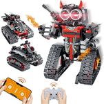 Remote Control Robot Building Kits, Remote & APP Controlled 3-in-1 RC Robot/Tracked Car/Tank for Boys Girls Age 6+ Year Old,408 PCS Educational STEM Building Block