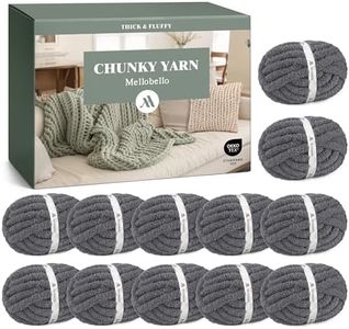 Jumbo Chenille Chunky Yarn for Crocheting - Super Bulky Fluffy Chunky Yarn for Hand Knitting - Extra Thick Soft Blanket Big Yarn 12 Jumbo Pack (27yds,8 oz Each Skein)