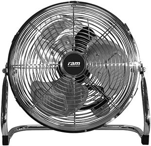 RAM Air Circulator High Velocity Floor Fan Adjustable Tilting Cooling for Home Office Gym Caravan Grow Room Hydroponics Industrial Use with Chrome Finish and Quiet Operation 12-Inch Ground Fan
