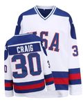 oldtimetown Hockey Jersey of USA 1980 Olympic Team Jerseys #30 Jim Craig Stitched Letters and Numbers White S-XXXL