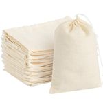 TUZAZO 24 Pack Reusable Tea Bags, Soup Bags, Cheesecloth Bags for Straining, Spice Bags for Cooking, Drawstring Muslin Bags, Sachet Bags, Coffee Tea Brew Bags (4 x 6 inch)