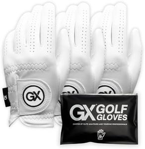 GX Golf Gloves 3-Pack | The Players Cabretta Premium Men's Leather Golf Glove – Precision Fit, Superior Grip, Long-Lasting Durability, Breathable Performance (Worn on Left (Right Handed Golfer), M)