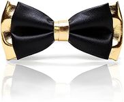 Gold & black bow tie for men, Double layer PU leather bow tie, Black and Gold bow tie by CK Bow Tie