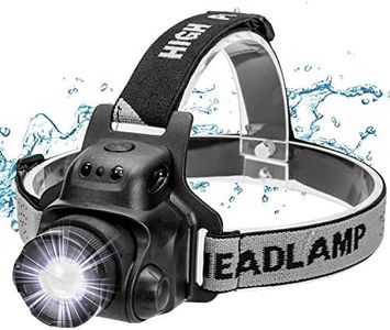 Ezfull Linterna Frontal LED USB Recargable, IP65 Impermeable Linterna de Cabeza Super Ligera 90°Ajustable, 4 Modos de Luz LED con Sensor para Acampada, Pescar, Senderismo, Lectura, Caza