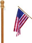 Anley 56" Solid Pine Wooden House Flagpole - Fit Standard 3x5 Ft Flag - Wood Flag Pole with Tangle Free Adjustable Rotating Ring - Wall Mount Wood Flag Pole for Garden, Yard, Porch and Estate