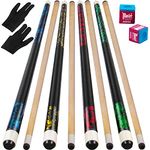 LOTKEY Pool Sticks, Set of 4 Pool Cues Solid Canadian Maple Wood New 58" Billiard House Bar Pool Cue Sticks