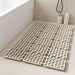 HomeCloud Non-Slip Shower Mat for Bathroom & Bathtub – Anti-Skid Mat with Strong Suction Cups, Drainage Holes & Foot Massage Surface-Exfoliating Textured Bath Mat for Adults & Kids |Fold_Beige