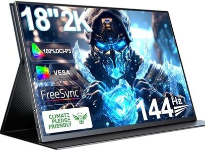 UPERFECT 2K 144Hz Portable Gaming Monitor 18" 2560x1600 QHD 100% DCI-P3 FreeSync HDR Laptop w/VESA, Frameless Matte IPS Eye Care Second for Game Console