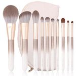 ENZO KEN Natural Hair Makeup Brush Set Professional, Fox Hair Makeup Brushes Set with Case, Glitter Make up Brushes Set Professional, Natural Makeup Brushes, Natural Bristle Makeup Brush - ORRA, White