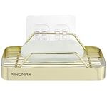 KINCMAX Premium Stainless Steel Soap Holder - Durable with 360-Degree Ventilation - Strong Adhesive Soap Bar Hold - Dish Caddy for Shower Wall Bathroom Mirror Kitchen - Gold
