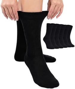 Hugh Ugoli Women Rayon Dress Socks, Extremely Soft Thin Crew Socks for Business, Trouser & Casual, Non-Binding & Breathable, Black, 6 Pairs, Shoe Size: 9-12