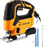 Jig Saw Corded: DEKOPRO Electric Jigsaw Tool Power Jig Saws for Woodworking, Wood Cutter Hand Tool with 6 Variable Speed, 4 Orbital Settings, ±45° Bevel Cutting, Tool-Less Blade Quick Release, Yellow