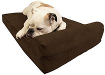 Barker Junior - 4" Pillow Top Orthopedic Dog Bed with Headrest for Medium Size Dogs 30-50 Pounds