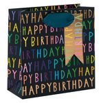 Glick Luxury Gift Bag, Happy Birthday Navy Small , , Celebration , PS Happy Birthday Gift Bag, 140x140x60mm, Navy