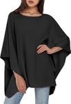 Womens Pullover Poncho Sweater Cashmere Feel Shawl Loose Fitting Ponchos Wraps Gifts for women