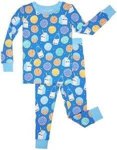 Little Sleepies Two-Piece Kids Pajama Set, Blue Cookies & Milk, 16