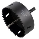 114mm HSS BI-Metal Hole Saw, 35mm Cutting Depth Hole Cutter with Hex Shank Drill Bit Adapter for Wood Cornhole Boards Plastic Drywall, Black