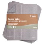 Vove | Premium Swedish Dishcloth | Natural & Plastic Free | 5 Cloths | Scandinavian Design | Long Lasting | For Washing and Cleaning | Super Absorbent | Cellulose & cotton |