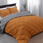 Basic Beyond Queen Comforter Set - Burnt Orange, Reversible Bed Comforter Set for All Seasons, 2 Pieces