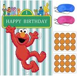 Seasme Friends Street Party Supplies Decorations, Pin The Nose On ELMO, Sesame Birthday Party Pin Game, Large Poster for Seasme Friends Street Birthday Party Decorations Things