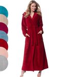 Morgenstern Womens Bathrobe Long Red Size M UK 12/14 Full Length 54"/140 cm Cotton Bamboo