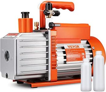 VEVOR 1/2 HP 2 Stage Rotary Vane Vacuum Pump, 5 CFM, 115V Air Conditioning Vacuum Pump, 1/4" SAE Male 3/8" SAE Male 1/2" ACME Male Inlet, for HVAC Repair, Refrigeration Maintenance, Resin Degassing