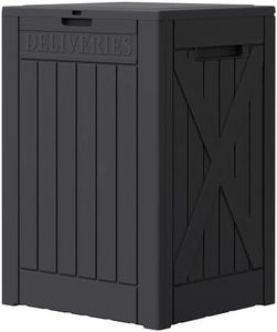 Greesum 52 Gallon Large Outdoor Package Delivery Box for Porch, Lockable Secure Double-Wall Resin Storage Box, Waterproof Deck Box for Package Protection, Black