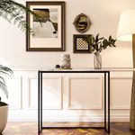 roomfitters Faux Marble Console Table for Entryway, Modern Sofa Table for Living Room, Marble Entryway Table, Dining Room Bar Table, Display Table for Bedroom, Black Metal Frame