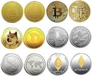 Krisler Bitcoin Coin Collector Gift Set for Physical Cryptocurrency | Bitcoin (BTC), Ethereum (ETH), Litecoin (LTC), Ripple (XRP), EOS (EOS), Dogecoin (Doge), Gold and Silver (6 Pack)