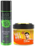 Set Wet Extreme Hold, Hair Spray for Men, Style-Spray-Freeze,Bottle 200 ml and Set Wet Hair Gel Ultimate Hold, 250ml