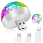 URAQT Mini Disco Lights, 2 Pack Sound Activated Disco Ball Party Lights, LED Disco Ball 4W RGB Stage Lights, LED Magic Ball Light Plug and Play for Home Disco, Kids Birthday, Christmas Party, White