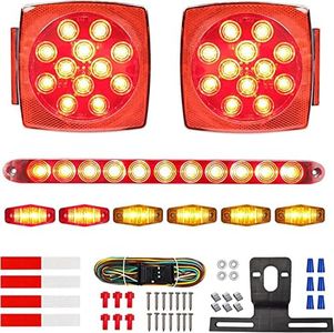 Trailer Lights and Wiring Kit, Led Trailer Lights Kit for Utility Trailer, IP68 Waterproof Boat Trailer Lights Led Submersible Kit, Trailer Lights Led Kit, Brake Trailer Light Bar, Trailer Tail Lights