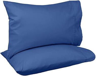 Amazon Basics 400 Thread Count Cotton Pillow Cases - Standard, Set of 2, Navy